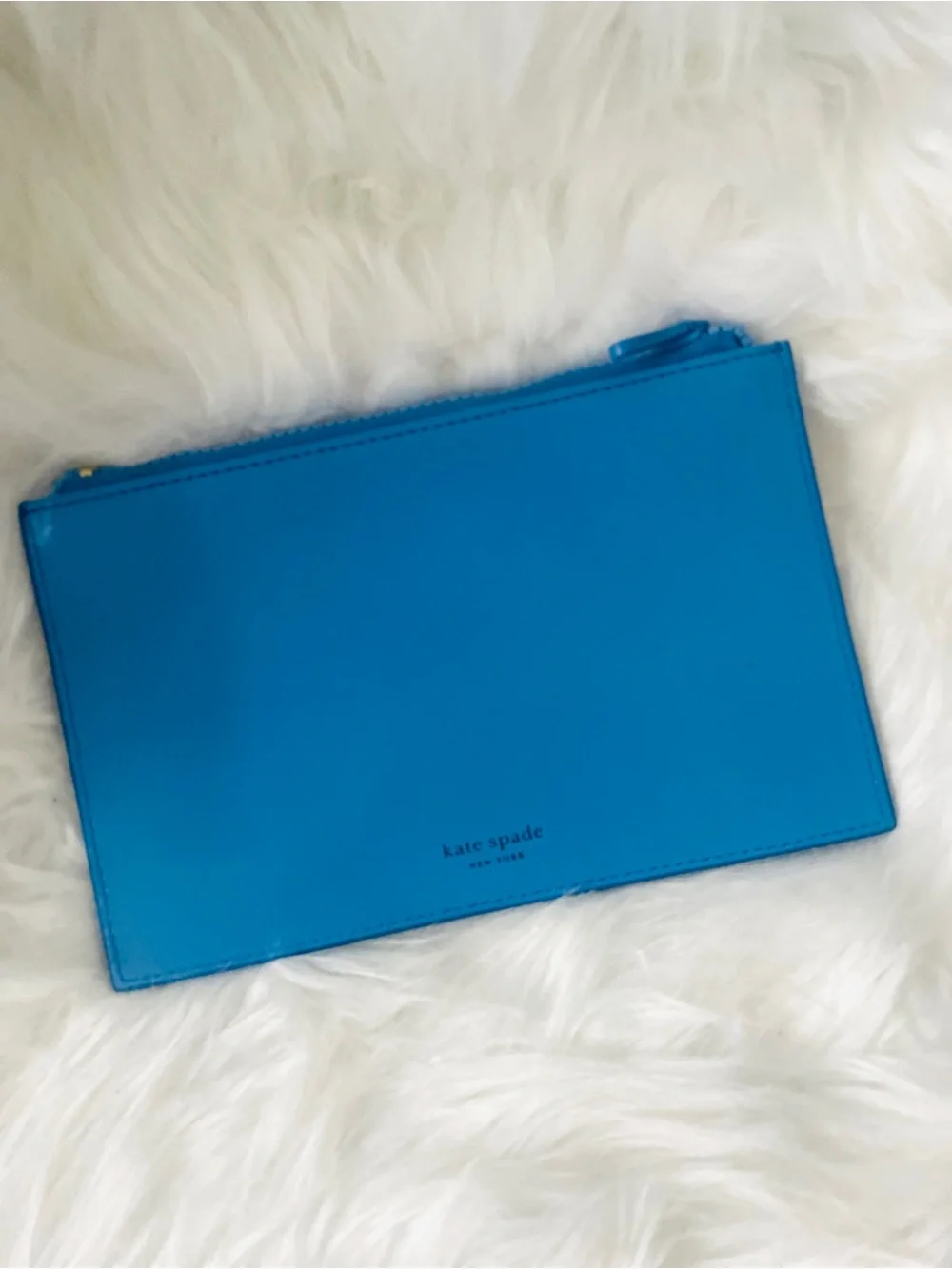 Kate Spade Back to Basics Blue Zip Pencil Pouch Case Desk Organization